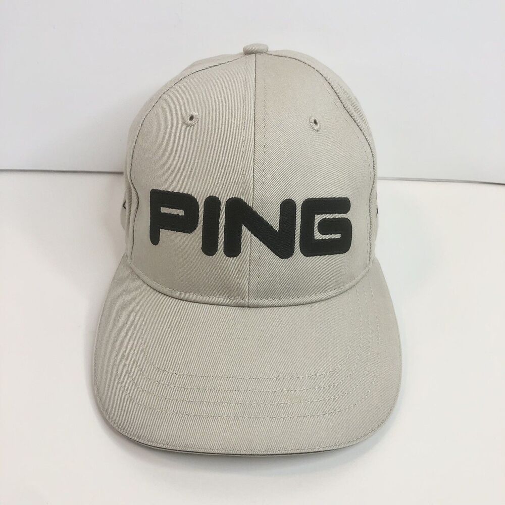 PING Mens Golf Hat Khaki Tan Embroidered Cap Driver i3 + Irons FITTED M/L *READ*